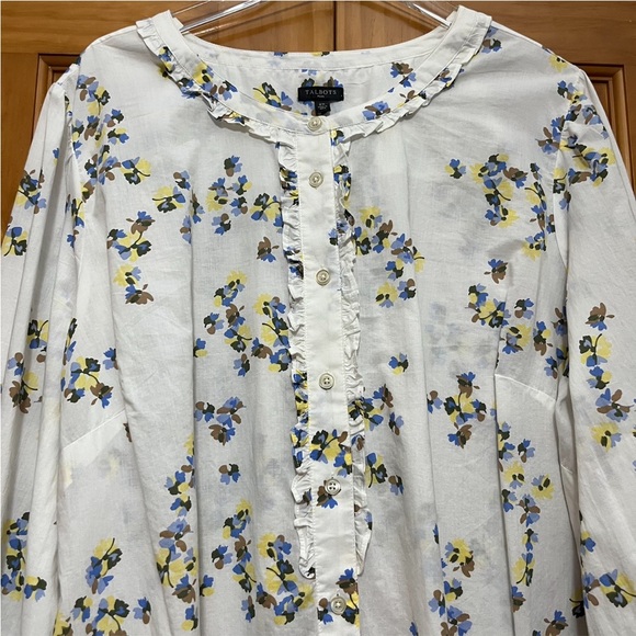Talbots Plus Size Blue/Yellow Floral Blouse Size 2X NWT - Picture 4 of 12